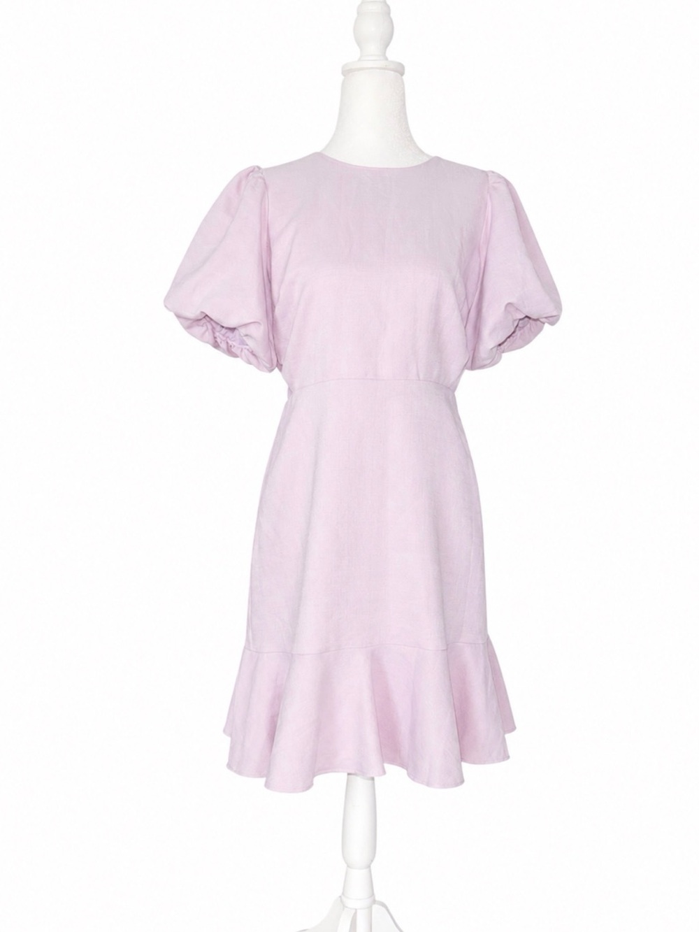 Taylor Lavender Puff-Sleeve Mini Dress